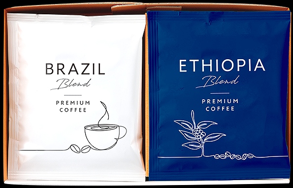 プレミアムコーヒー　ブラジルブレンド・エチオピアブレンド８P　BOX